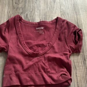 Garage Women's Ribbed Maroon Crop Top